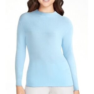 Scoop Womens Sweater Size M Cirrus Blue Slim Funnel Neck Lightweight Long Sleeve
